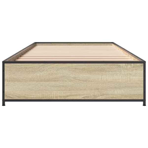 vidaXL sengeramme 100x200 cm konstrueret træ og metal sonoma-eg