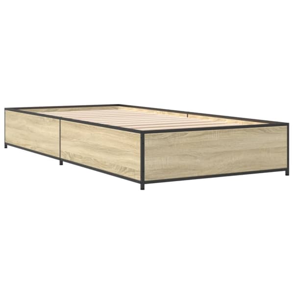 vidaXL sengeramme 100x200 cm konstrueret træ og metal sonoma-eg