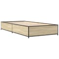 Miniatyrbillede 1 af 9: vidaXL sengeramme 100x200 cm konstrueret træ og metal sonoma-eg