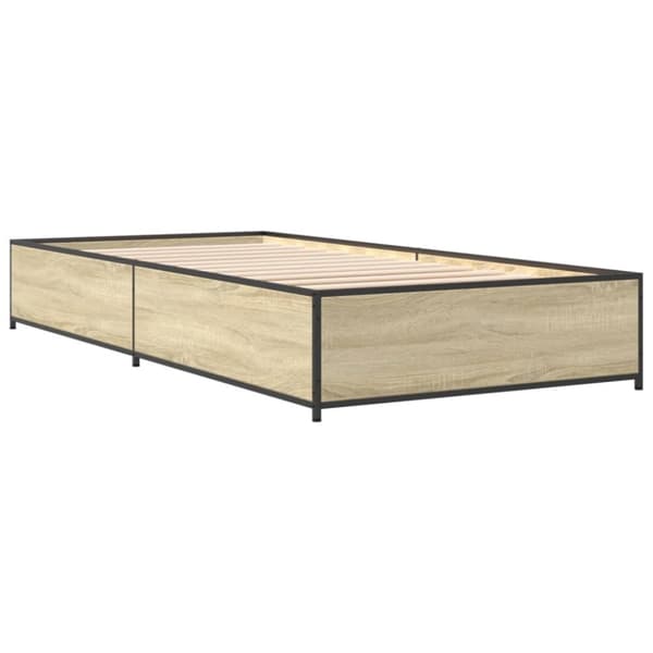 vidaXL sengeramme 100x200 cm konstrueret træ og metal sonoma-eg