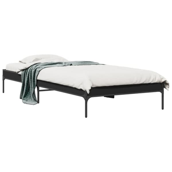 vidaXL Sängynrunko musta 75x190 cm tekninen puu ja metalli