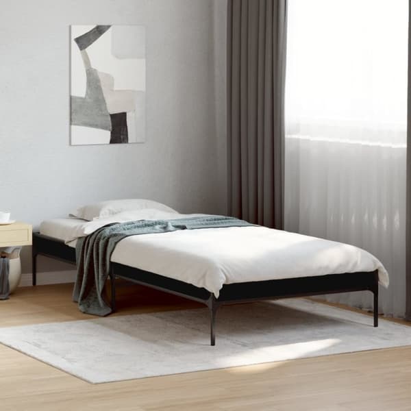 vidaXL Sängynrunko musta 75x190 cm tekninen puu ja metalli
