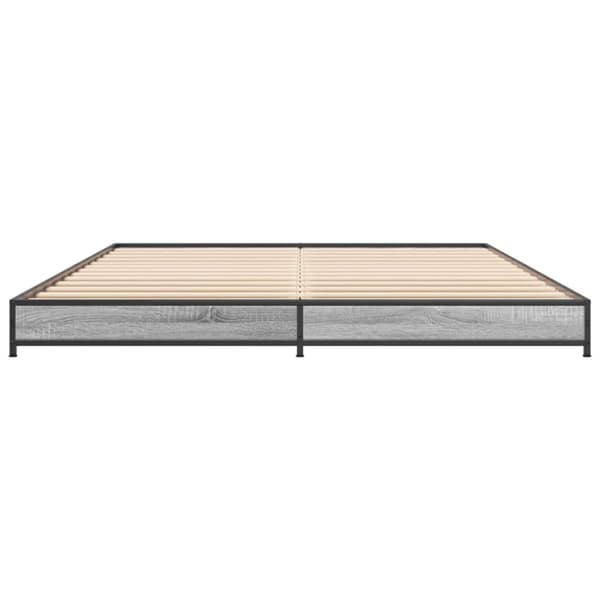 vidaXL Sengeramme grå sonoma 135x190 cm konstruert tre og metall