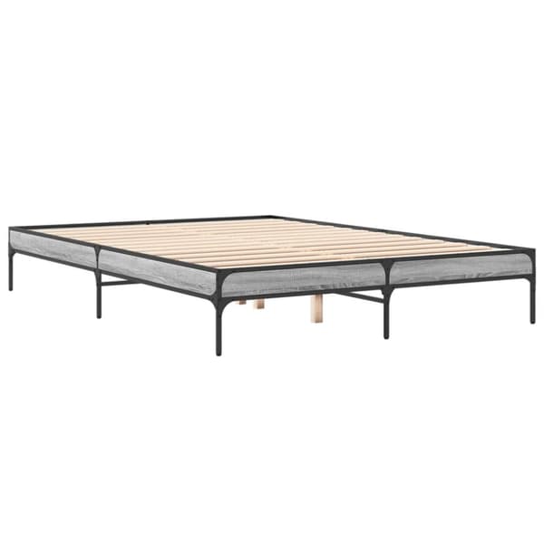 vidaXL Sengeramme grå sonoma 150x200 cm konstruert tre og metall
