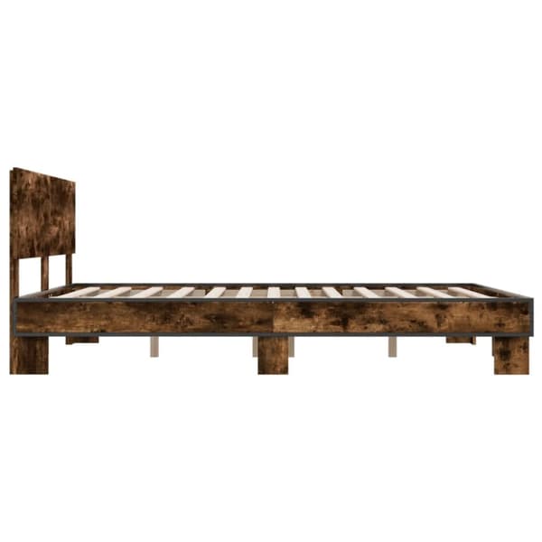 vidaXL Sengeramme røkt eik 160x200 cm konstruert tre og metall