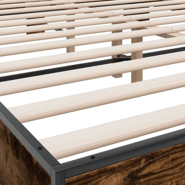 vidaXL Sengeramme røkt eik 160x200 cm konstruert tre og metall