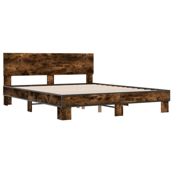 vidaXL Sengeramme røkt eik 160x200 cm konstruert tre og metall