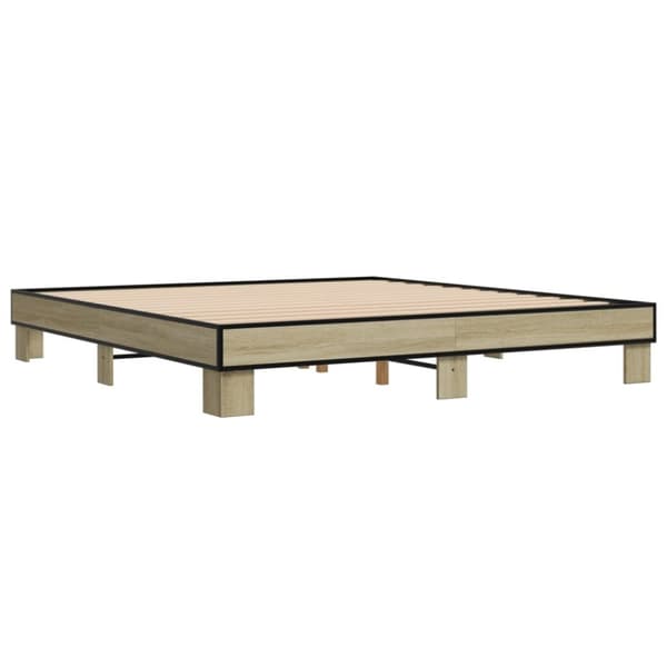 vidaXL Sängynrunko Sonoma-tammi 160x200 cm tekninen puu ja metalli