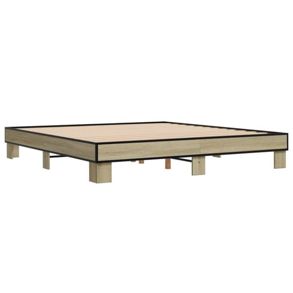 vidaXL Sängynrunko Sonoma-tammi 160x200 cm tekninen puu ja metalli
