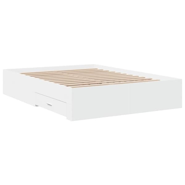 vidaXL sengeramme med skuffer 140x190 cm konstrueret træ hvid