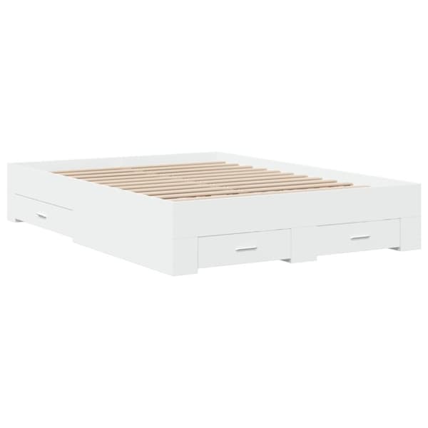 vidaXL sengeramme med skuffer 140x190 cm konstrueret træ hvid