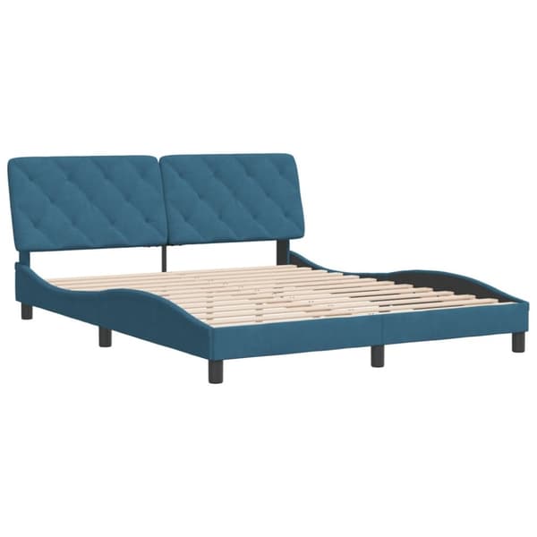 vidaXL sengeramme med sengegavl 160x200 cm velour blå
