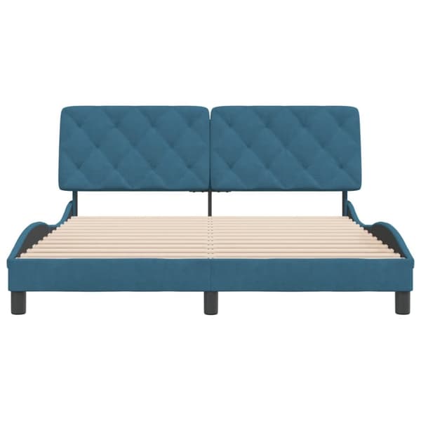 vidaXL sengeramme med sengegavl 160x200 cm velour blå