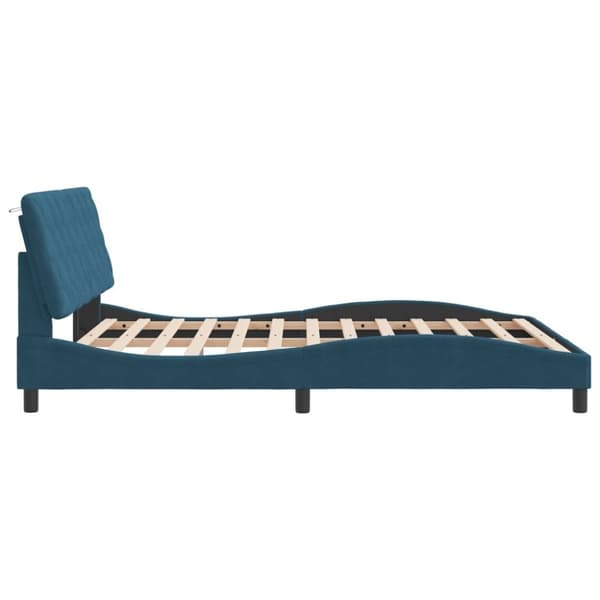 vidaXL sengeramme med sengegavl 160x200 cm velour blå