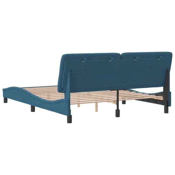 vidaXL sengeramme med sengegavl 160x200 cm velour blå