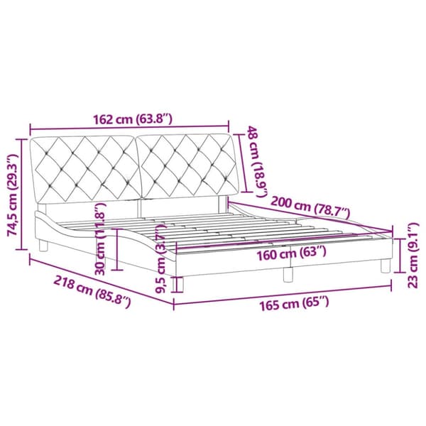 vidaXL sengeramme med sengegavl 160x200 cm velour blå