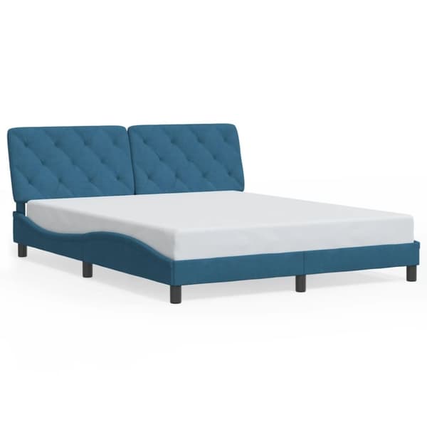 vidaXL sengeramme med sengegavl 160x200 cm velour blå