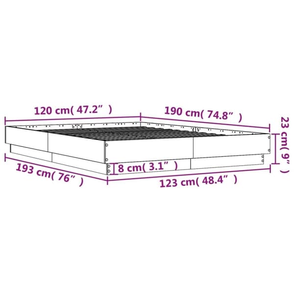 vidaXL Sängynrunko ruskea tammi 120x190 cm tekninen puu