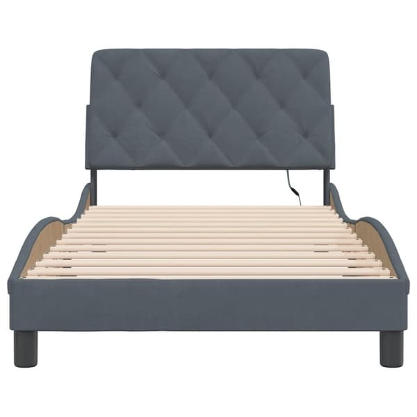 vidaXL sengeramme med LED-lys 100x200 cm velour mørkegrå