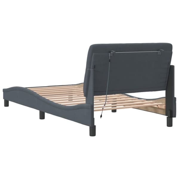 vidaXL sengeramme med LED-lys 100x200 cm velour mørkegrå