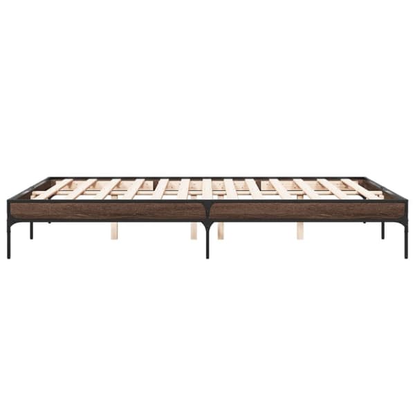 vidaXL Sängynrunko ruskea tammi 160x200 cm tekninen puu ja metalli