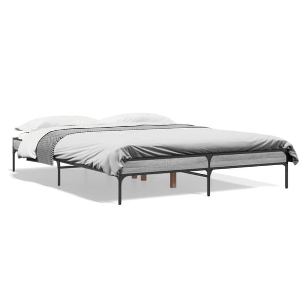 vidaXL sengestel 140x200 cm konstrueret træ og metal grå sonoma-eg