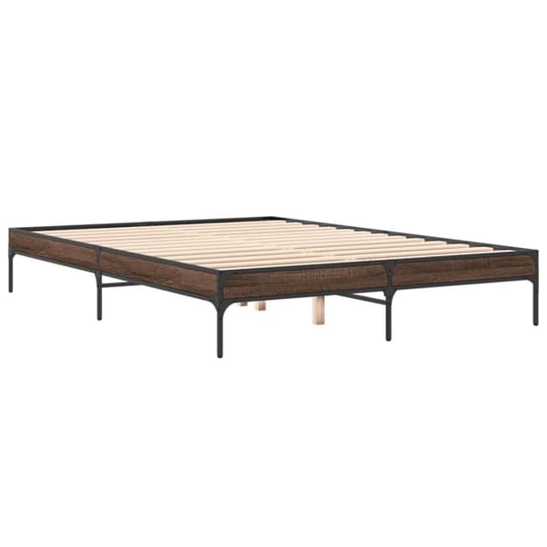 vidaXL Sengeramme brun eik 160x200 cm konstruert tre og metall