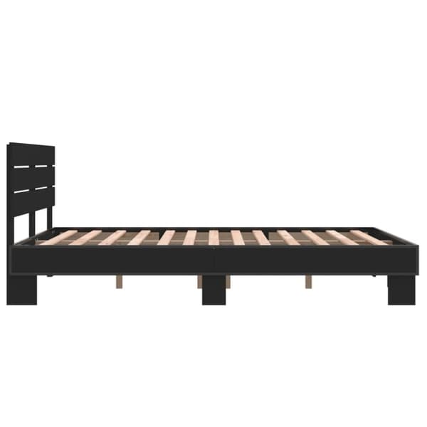 vidaXL sengestel 135x190 cm konstrueret træ og metal sort