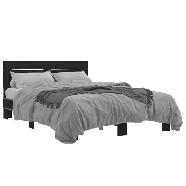 vidaXL sengestel 135x190 cm konstrueret træ og metal sort