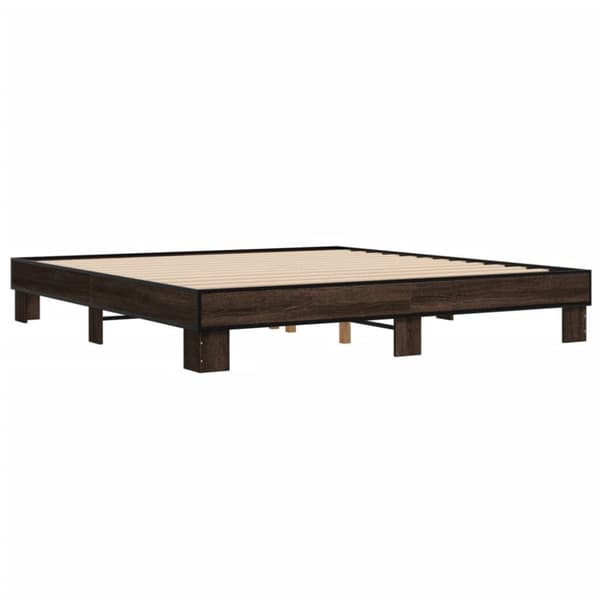vidaXL sengestel 180x200 cm konstrueret træ og metal brun egetræ