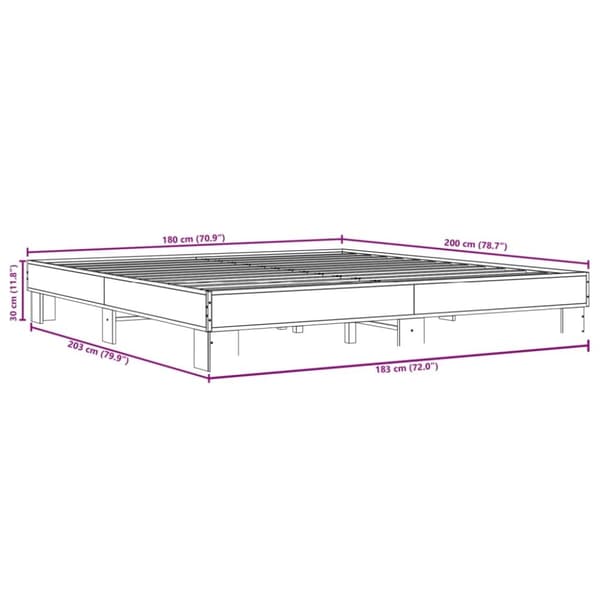 vidaXL sengestel 180x200 cm konstrueret træ og metal brun egetræ