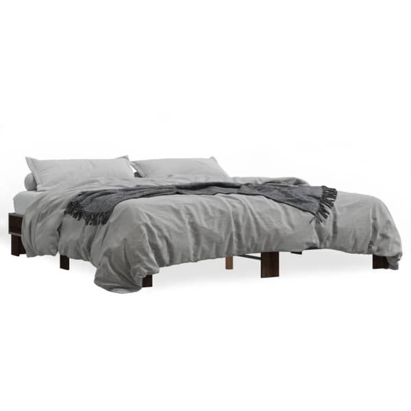 vidaXL sengestel 180x200 cm konstrueret træ og metal brun egetræ