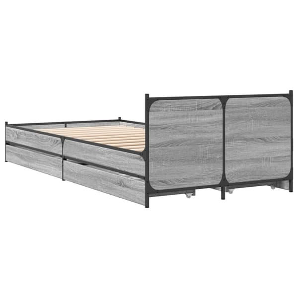 vidaXL Sengeramme med skuffer grå sonoma 100x200 cm konstruert tre