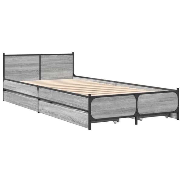 vidaXL Sengeramme med skuffer grå sonoma 100x200 cm konstruert tre