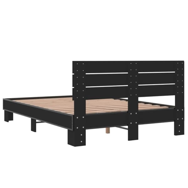 vidaXL Sängram svart 135x190 cm konstruerat trä och metall