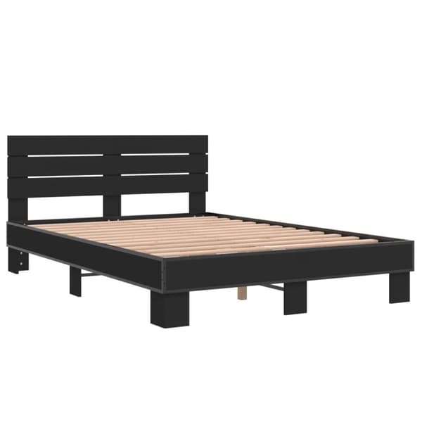 vidaXL Sängram svart 135x190 cm konstruerat trä och metall