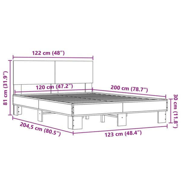 vidaXL Sengeramme svart 120x200 cm konstruert tre og metall