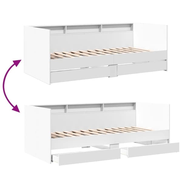 vidaXL daybed med skuffer 90x200 cm konstrueret træ hvid