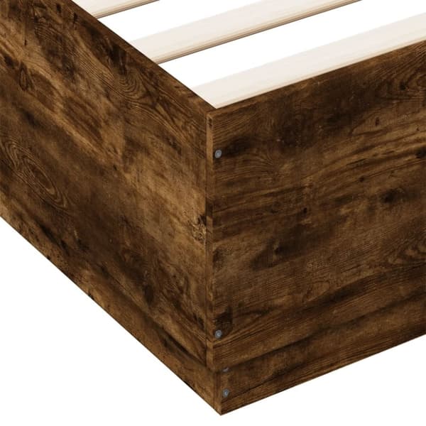 vidaXL Sengeramme røkt eik 120x200 cm konstruert tre