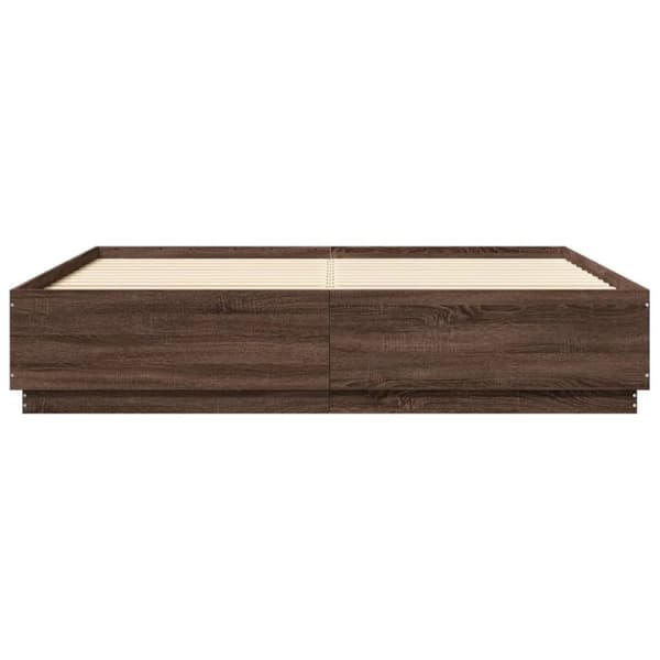vidaXL Sengeramme brun eik 200x200 cm konstruert tre