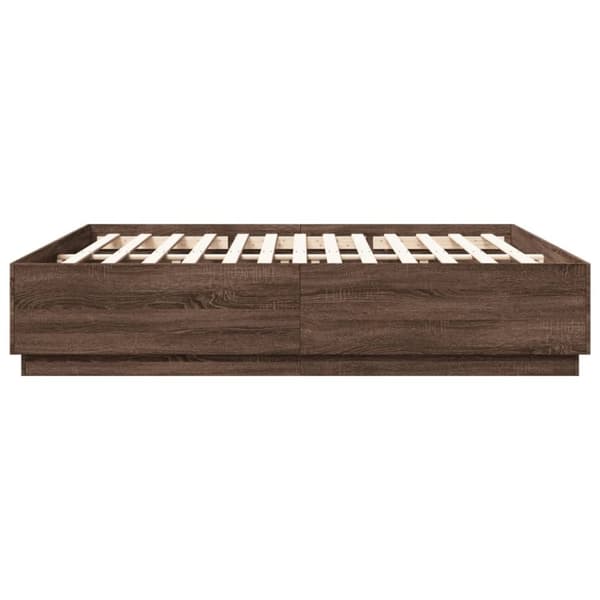 vidaXL Sengeramme brun eik 200x200 cm konstruert tre