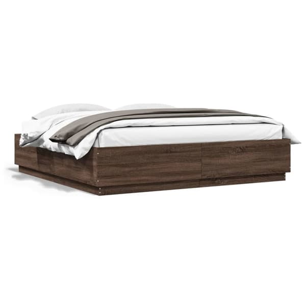 vidaXL Sengeramme brun eik 200x200 cm konstruert tre