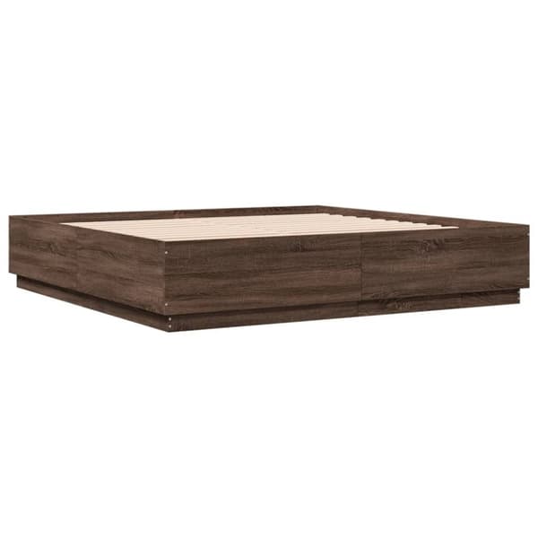 vidaXL Sengeramme brun eik 200x200 cm konstruert tre