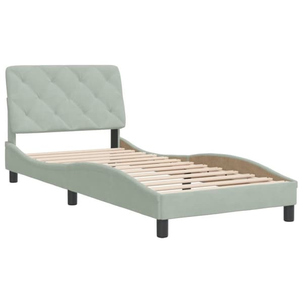 vidaXL sengeramme med sengegavl 90x200 cm fløjl lysegrå