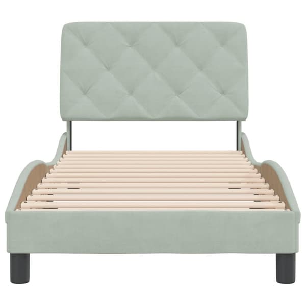 vidaXL sengeramme med sengegavl 90x200 cm fløjl lysegrå