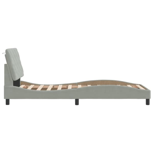 vidaXL sengeramme med sengegavl 90x200 cm fløjl lysegrå