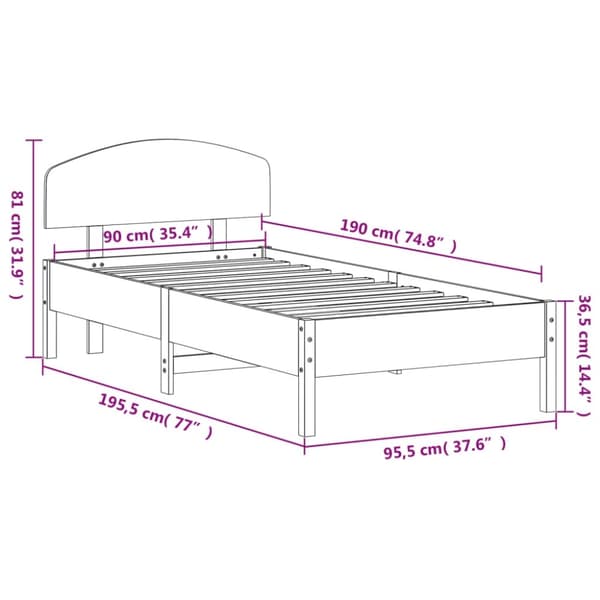 vidaXL sengeramme uden madras 90x190 cm massivt fyrretræ gyldenbrun