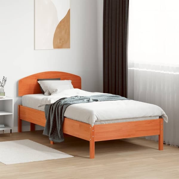 vidaXL sengeramme uden madras 90x190 cm massivt fyrretræ gyldenbrun