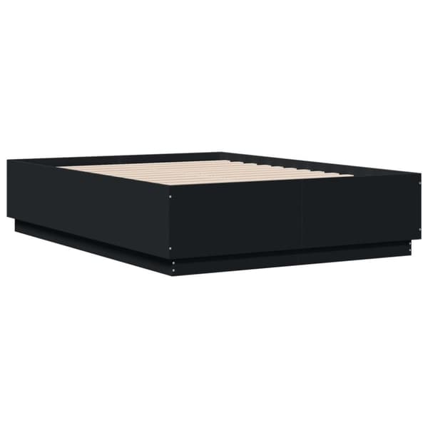 vidaXL sengeramme med LED-lys 135x190 cm konstrueret træ sort