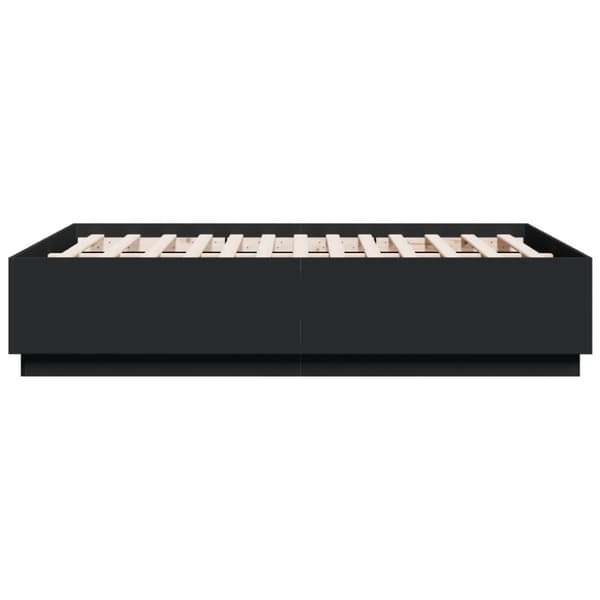 vidaXL sengeramme med LED-lys 135x190 cm konstrueret træ sort